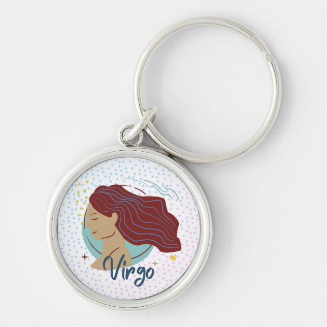 Modern Virgo Woman Zodiac  T-Shirt Key Ring (Front)