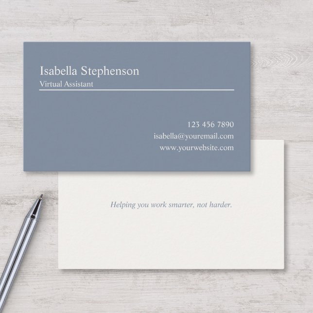 Modern Virtual Assistant Consultant Blue White Business Card (Creator Uploaded)