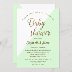 Modern Virtual Baby Shower Green Gender neutral Invitation