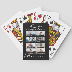 Modern virtual birthday party thank you favour playing cards