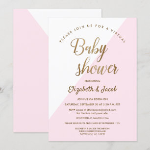 Modern Virtual Chic Baby Shower Pink Baby Girl Invitation