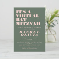 Modern Virtual Online Pink and Green Bat Mitzvah