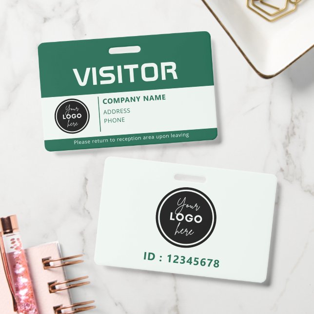 Modern Visitor Pass ID Badge Green (Office)