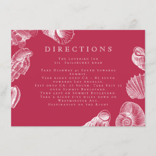 Modern  Viva Magenta Beach Sea Shell Directions Enclosure Card