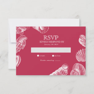 Modern  Viva Magenta Beach Sea Shell RSVP Card