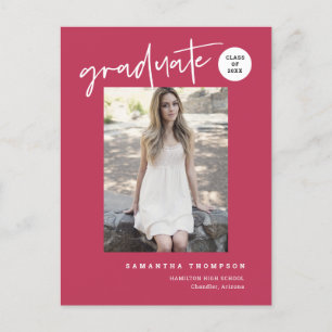 Modern Viva Magenta College High School Grad Photo Postcard