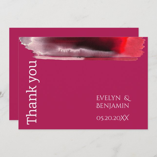 Modern Viva Magenta  Thank You Card (Front/Back)