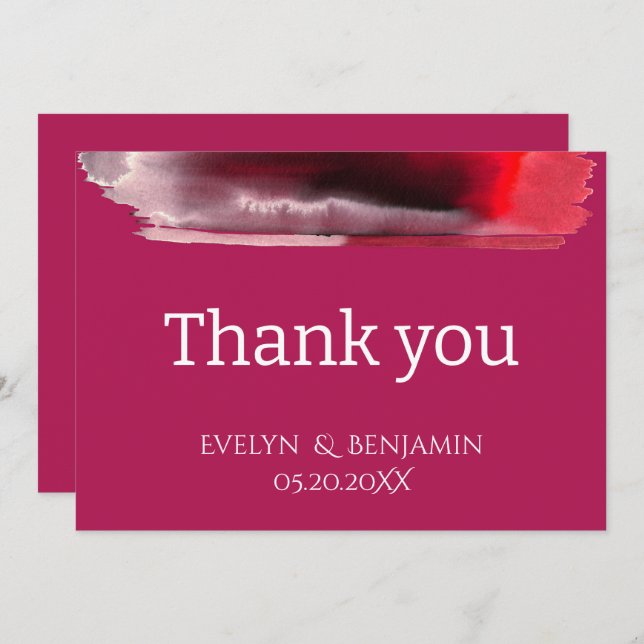 Modern Viva Magenta Thank You Card (Front/Back)