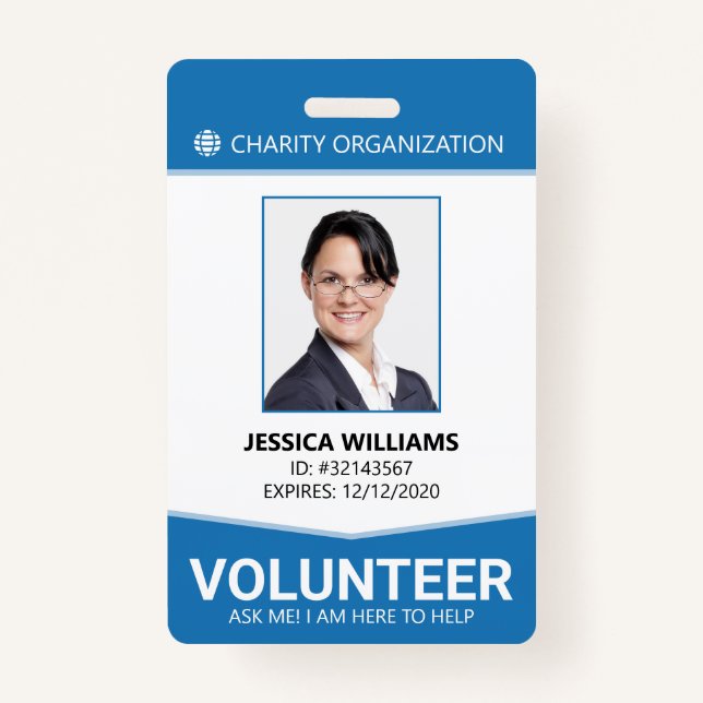 Modern Volunteer ID ID Badge (Front)
