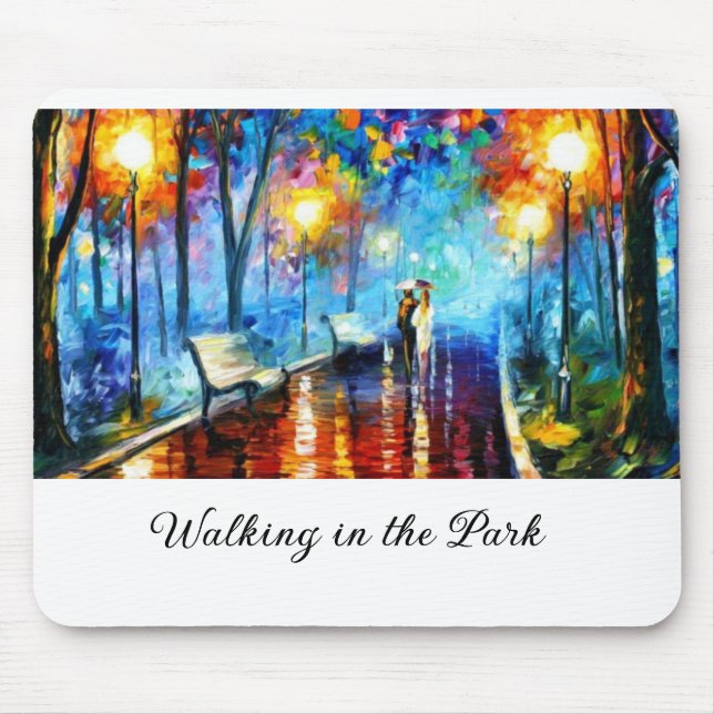 Modern Walking in the Park Mouse Pad (Front)