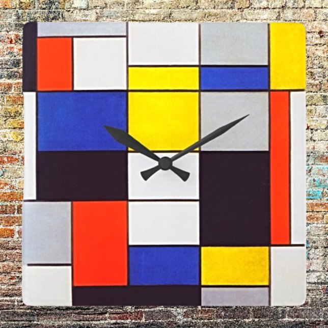 Modern Wall Clock with Piet Mondrian's Composition (Creator Uploaded)