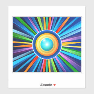 Modern wall clock with vibrant radial rainbow sunb