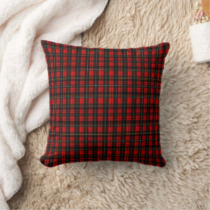 Modern Wallace Red Scottish Tartan Plaid Pattern Cushion