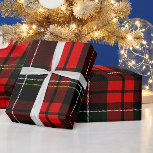 Modern Wallace Red Scottish Tartan Plaid Pattern Wrapping Paper