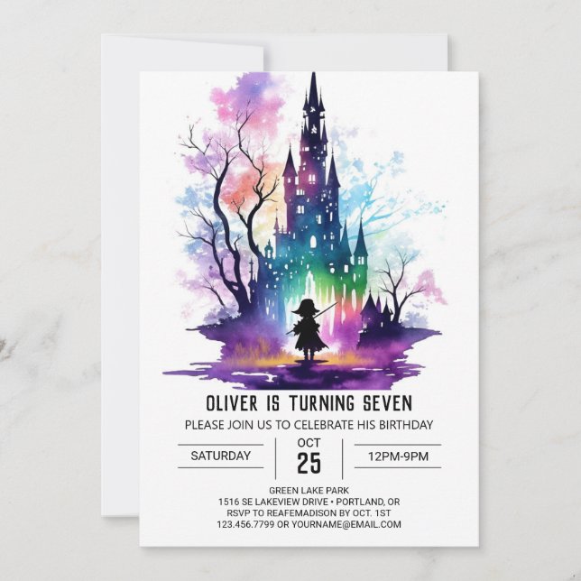 Modern Wand Wielder Birthday Invitation (Front)