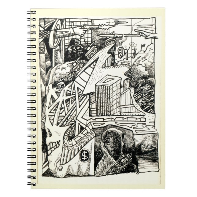 "Modern Warfare" ink drawing Spiral Photo Notebook (Front)