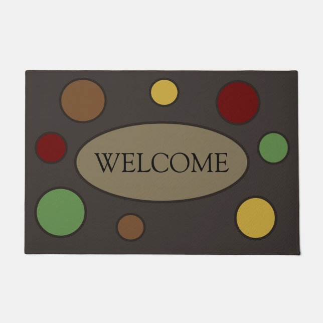 Modern Warm Coloured  Circles Welcome Doormat (Front)