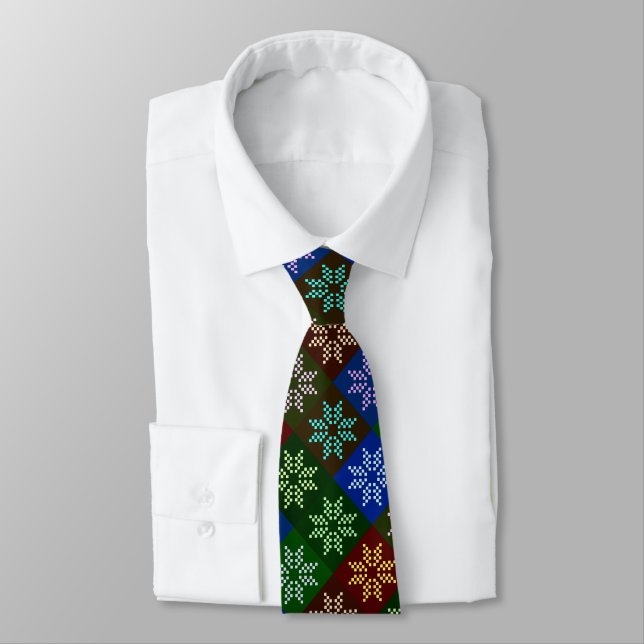 Modern Warm Colourful Abstract Poinsettia Christma Tie (Tied)