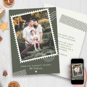 Modern Warm Family Photo Cute Stamp Holiday Card