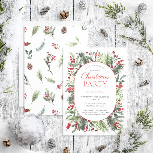 Modern Warm Red Winter Christmas Party  Invitation