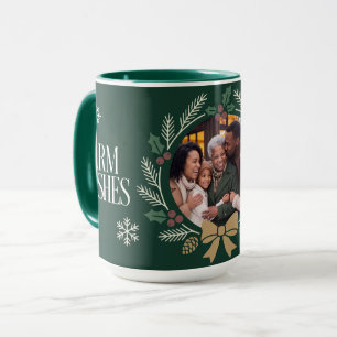 Modern Warm Wishes Photo Holiday Mug