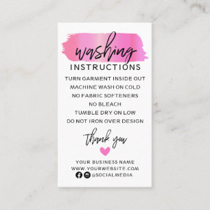 Modern Washing Instructions Clothing Shirt Care Business Card