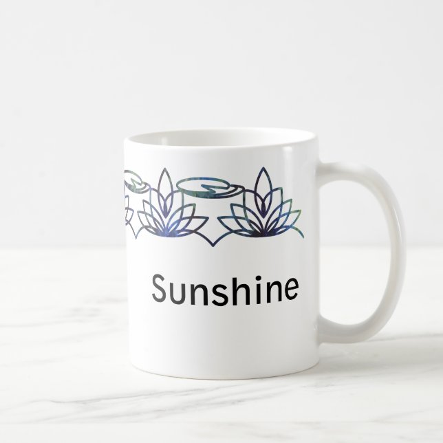 Modern Water Lilies Personalised Mug (Right)
