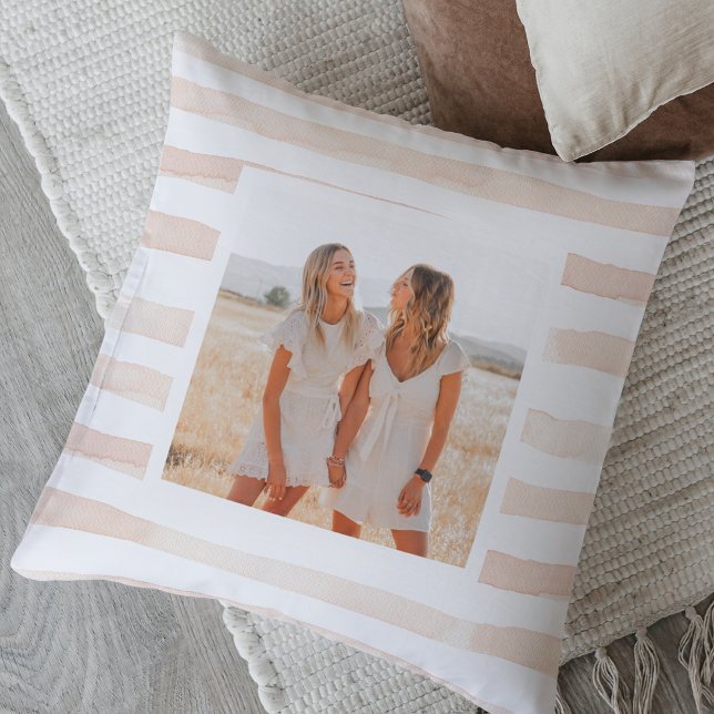 Modern Water Pastel Pink Stripes | Photo Cushion (Creator Uploaded)