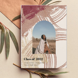 Modern Watercolor Abstract Arch Graduation Photo I Invitation