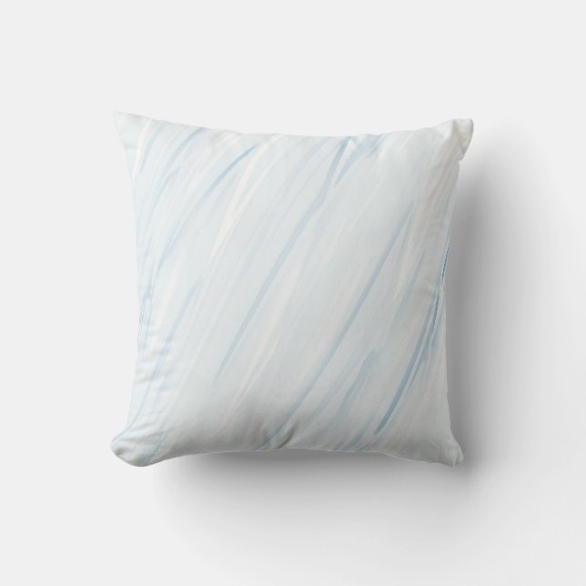 Modern Watercolor Abstract Blue and White Cushion (Front)