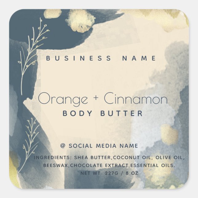 Modern Watercolor abstract branches  product  Square Sticker (Front)