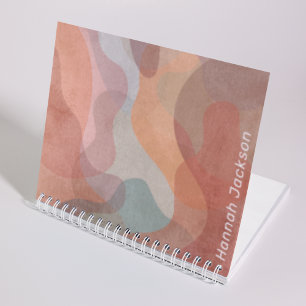 Modern Watercolor Abstract Colourful Monogram Name Notebook