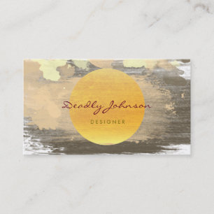 Modern Watercolor Abstract Elegant Black Yellow Business Card