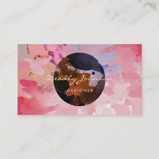 Modern Watercolor  Abstract Elegant Cool Business Card (Front)