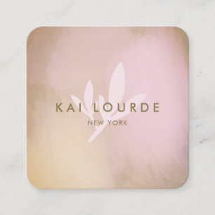 Modern Watercolor Abstract Leaf Plant Square Business Card