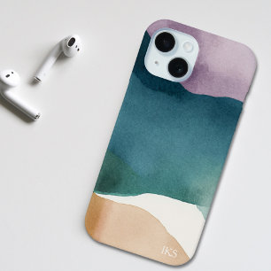 Modern Watercolor Abstract Monogram iPhone 15 Case