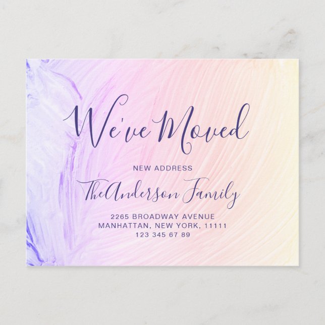 Modern Watercolor Abstract Moving Announcement Postcard (Front)