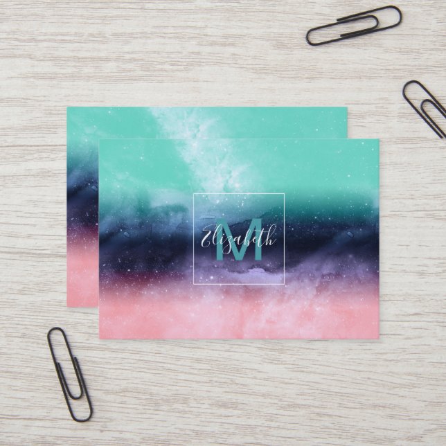 Modern watercolor abstract paint business card (Front/Back In Situ)
