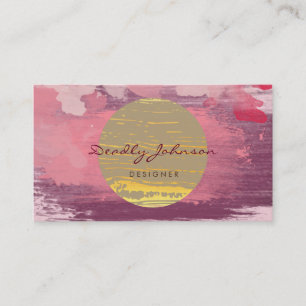 Modern Watercolor Abstract Paint Pink Yellow Business Card