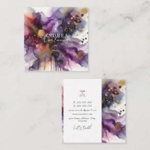 Modern watercolor Abstract purple  Square Business Card