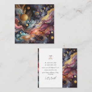 Modern watercolor Abstract purple Square Business Card
