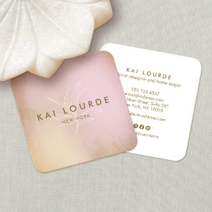 Modern Watercolor Abstract  Square Business Card