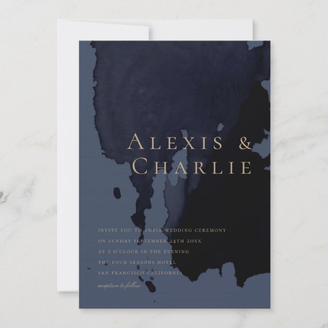 Modern Watercolor Abstract Wedding invitation (Front)