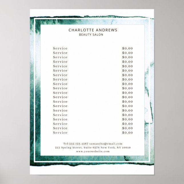 Modern Watercolor Abstrakt Weiß Grün Poster (Front)