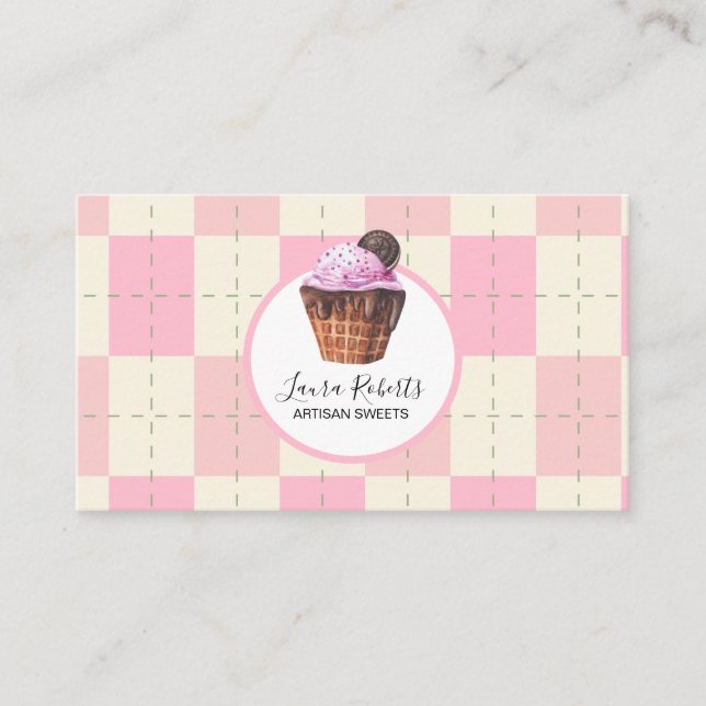 Modern Watercolor Artisan Sweets Bakery Business Card (Front)