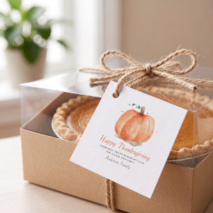Modern Watercolor Autumn Pumpkin Thanksgiving Favour Tags
