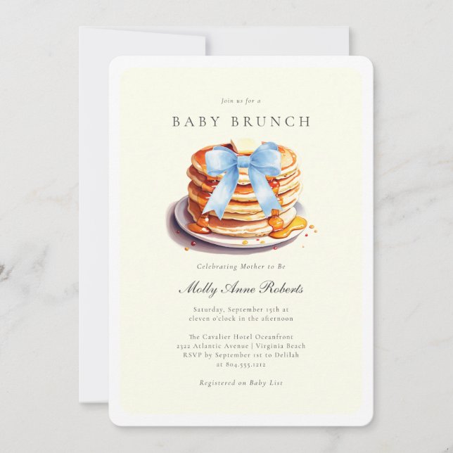 Modern Watercolor Baby Brunch Invitation  (Front)