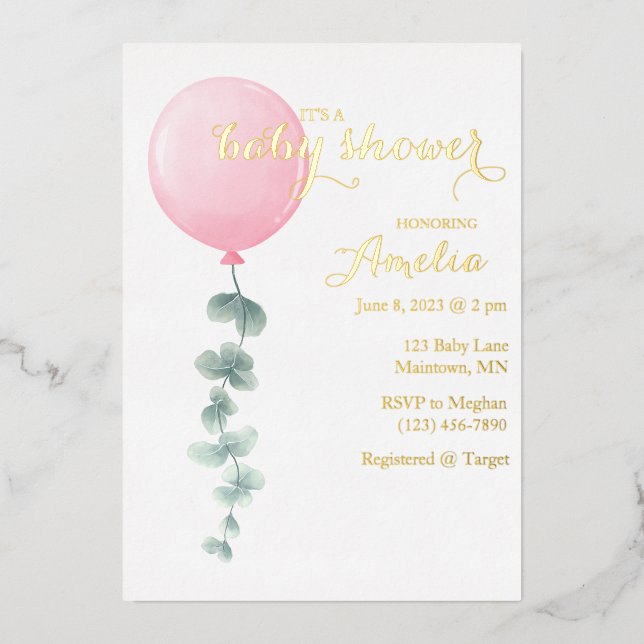 Modern watercolor baby shower invitation (Front)