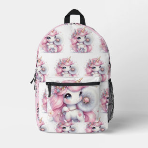 Modern watercolor baby unicorn3 printed backpack