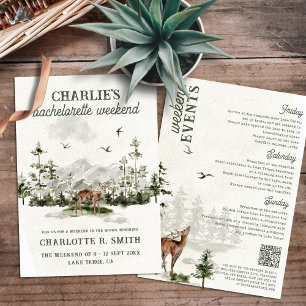 Modern Watercolor Bachelorette Weekend Camping Invitation